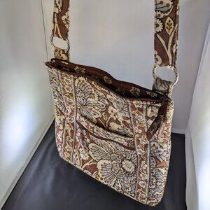 Vera Bradley Brown Floral Crossbody Bag 🌿 Quilted Cotton Everyday Purse